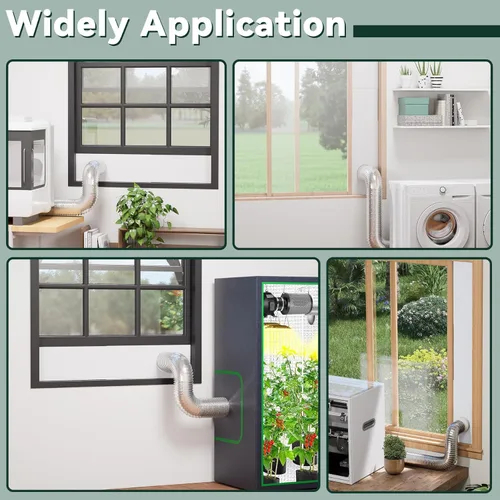 Vista 8 de Flehomo Kit de ventilación de ventana para manguera de 3 y 4 pulgadas de diámetro, incluye cubierta de ventilación con solapas de cierre automático