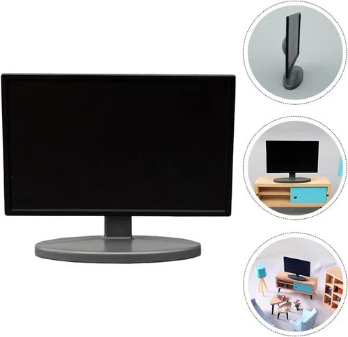 Vista 9 de Toyvian Mini modelo de TV de 3.14 x 2.55 x 0.78 pulgadas, accesorio de muebles de casa de muñecas, televisión de simulación de plástico para muñecas