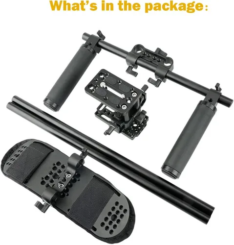 Vista 7 de NICEYRIG Sistema de soporte de plataforma de hombro de 0.591 in con soporte de placa base elevadora, kit de mango de barra y riel de varilla