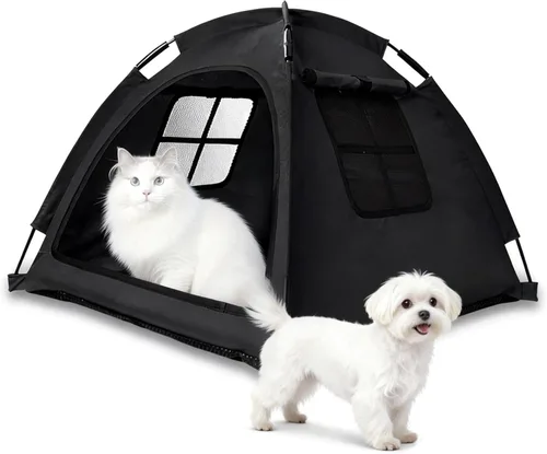 Tienda de campaña para mascotas de diseño abierto, acogedora cama de monitoreo para gatos y cachorros, paredes de malla transpirable para seguridad
