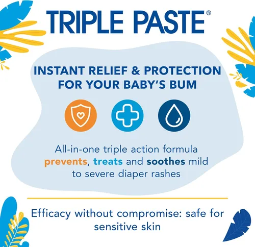 Vista 5 de Triple Paste Crema para sarpullido de pañales para bebé y paquete de espátula para bebé - 8 oz de ungüento de óxido de zinc y tratamiento