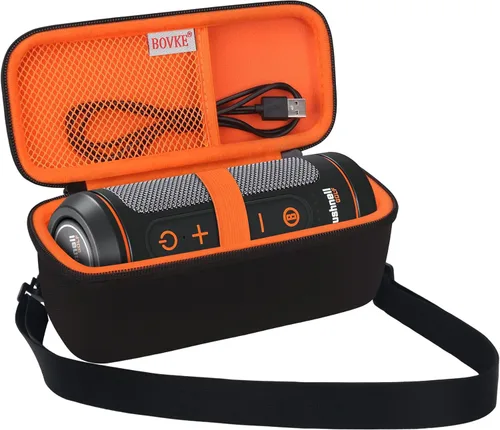 Vista 9 de BOVKE Funda de transporte para Bushnell Wingman 2/Bushnell Wingman Golf GPS Bluetooth altavoz, bolsillo de malla adicional para cables de carga