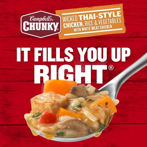 Vista 7 de Campbell's Chunky - Sopa de pollo al estilo tailandés con arroz y verduras, 18.6 onzas, paquete de 12