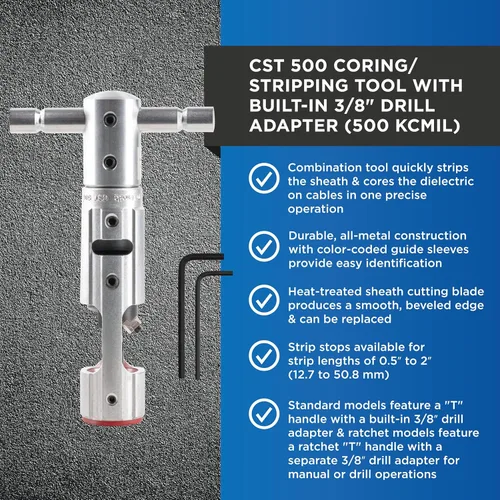 Vista 2 de Cablematic CST 500 Herramienta de extracción y pelado para técnicos profesionales, electricistas e instaladores, herramienta fácilmente portátil