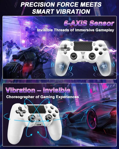 Vista 3 de Quevati Wireless Controller for PS-4, Dual Vibration Game Joystick/Motion Sensing/Touchpad/Speaker/3.5mm Audio Jack Headphone, Upgraded Six-Axis