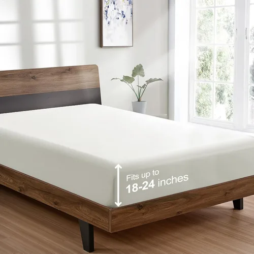 Vista 53 de FreshCulture Sábana bajera ajustable individual – Calidad de hotel – Ultra suave y transpirable – Microfibra cepillada – Bolsillo profundo – Sábana