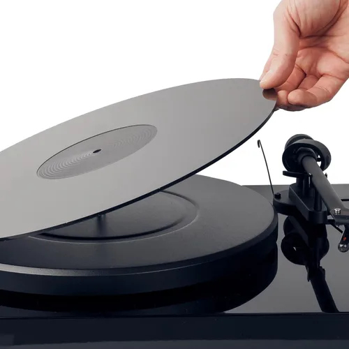 Vista 2 de Tapete acrílico para tocadiscos – 11.75 pulgadas de disco de vinilo negro – Tapete acrílico mecanizado de precisión con hueco de etiqueta