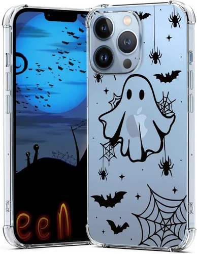 Vista 31 de Funda de Halloween para Google Pixel 6A transparente con diseños de murciélagos fantasmas, funda para teléfono para niñas, elegante, delgada, a