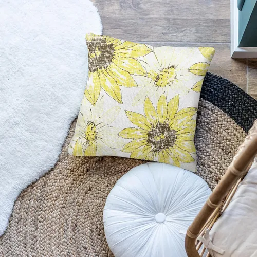 Vista 3 de Juego de 2 fundas de almohada de 18 x 18 pulgadas, elegantes almohadas decorativas de girasol, fundas de almohada de crisantemo para exteriores