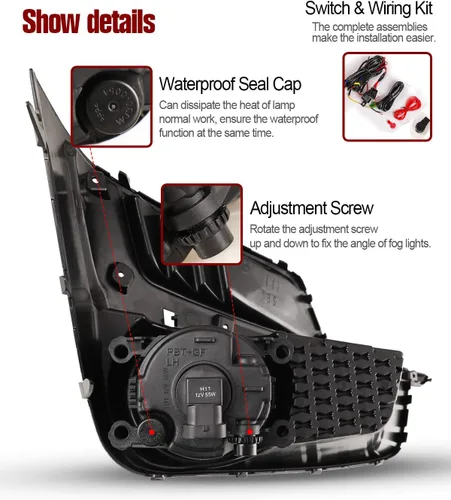Vista 4 de AUTOWIKI Luces antiniebla para Subaru Impreza 2015-2016, 2 piezas de repuesto OEM faros antiniebla (interruptor y kit de cableado incluido)