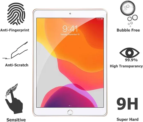 Vista 2 de Epicgadget - Protector de pantalla de vidrio templado para iPad de 10.2 pulgadas lanzado en 2021/2020, Ultra HD transparente antiarañazos 9H dureza