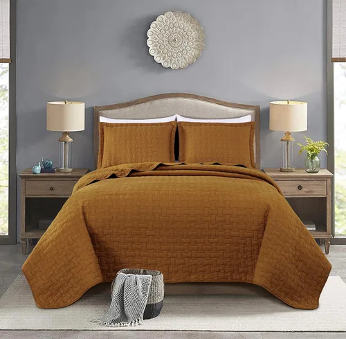 Vista 10 de Chezmoi Collection Vert - Juego de edredón de 3 piezas, 100% algodón, tamaño King, color blanco, acolchado, ligero, prelavado, acabado suave, colcha