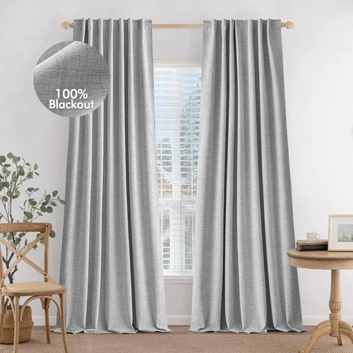Vista 19 de MIULEE Cortinas 100% opacas de 84 pulgadas de largo, juego de 2 paneles para dormitorio, pestaña trasera, sala de estar, oscurecimiento completo