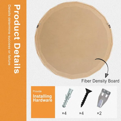 Vista 4 de MAGFLERUM Espejo Redondo de Madera de 30 Pulgadas, Espejos Circulares de Pared, Adecuado para Entrada, Dormitorio, Sala de Estar, Pasillo, Baño