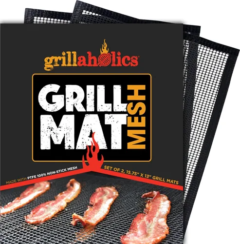 Vista 2 de Grillaholics Alfombrilla de Parrilla - Juego de 3 Alfombrillas Resistente para Barbacoa - Antiadherentes, Reutilizables y Aptas para Lavavajillas