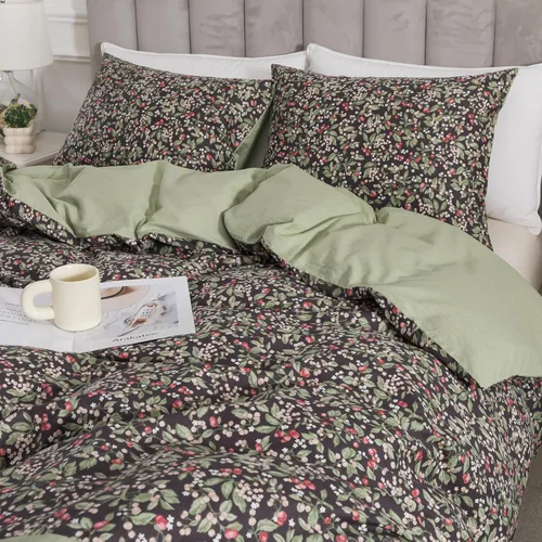 Vista 108 de HoneiLife Juegos de Fundas de Edredón Twin - Funda de Edredón Floral 100% Algodón, Juego de Ropa de Cama Transpirable de 2 Piezas con Cierre de Flor