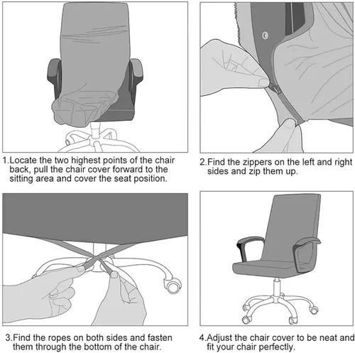 Vista 2 de Fundas elásticas para silla de oficina con cremallera duradera, funda elástica para silla de computadora o escritorio con estampado, funda universal