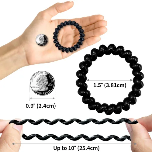 Vista 6 de BeliJiu - Lazos para el cabello en espiral – Basic 12P – Lazos para el cabello con cable de teléfono, lazos elásticos para el cabello para mujeres