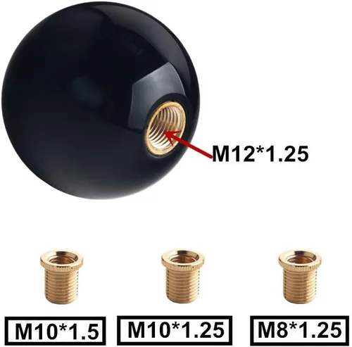Vista 3 de DEWHEL Pomo de palanca de cambios rápido de 5 velocidades con rosca corta M12x1.25 M10x1.5 M10x1.25 M8x1.25 Negro