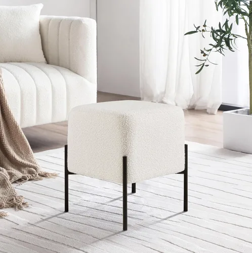 Vista 12 de Get Set Style Taburete otomano, moderno taburete tapizado, reposapiés, sofá, reposapiés, asiento otomano para sala de estar, dormitorio, entrada