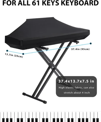 Vista 3 de Cubierta antipolvo para teclado de piano, protector de teclado eléctrico ajustable de 61 teclas para piano y música
