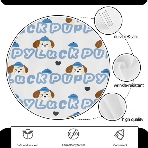 Vista 3 de Cute Dog Print Round Tablecloth Table Cloth Decor Washable Table Cover with Wrinkle Resistant for Home Kitchen Dining Room Picnic Camping Party