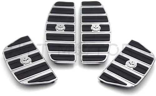 Vista 7 de HONGK - Kit de estribo para motociclista y pasajero con calavera cromada, forma tradicional en D compatible con TOURING FLHT FLT FLTR FLHR FLHS