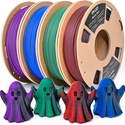 Vista 14 de OVV3D - Filamento PLA para impresora 3D de 8.82 oz x 4 bobinas, PLA Transparente Pla Multicolor