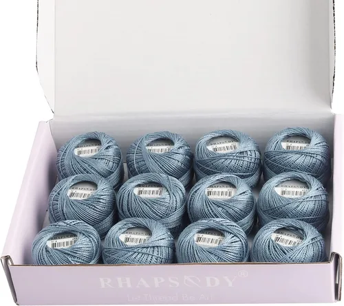 Vista 33 de Rhapsody Hilo de algodón perla tamaño 8 hilo de ganchillo Perle 12 bolas Set tejido a mano, bordado, sashiko, punto de cruz, costura, punto