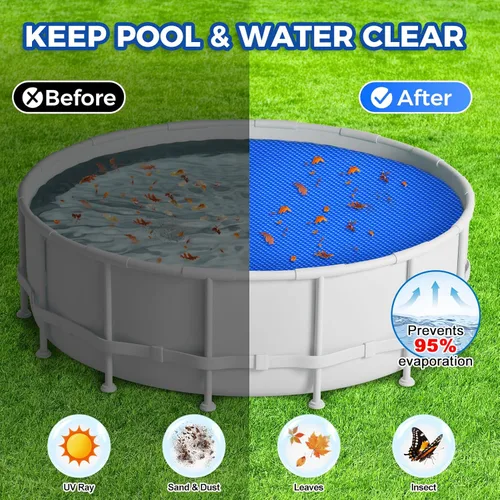 Vista 2 de Cubierta solar de piscina de 6 pies de diámetro, manta solar redonda para piscinas sobre el suelo, bañera de hidromasaje, spa, protector de piscina