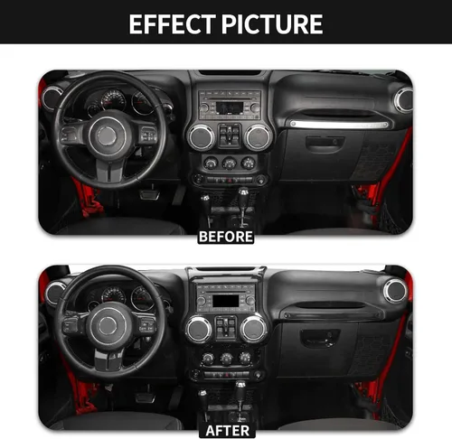Vista 2 de RT-TCZ para Jeep JK Kit de Ajuste Interior Negro, Funda de Panel de Consola Central para Tablero para Jeep Wrangler JK JKU 2011-2017 Accesorios