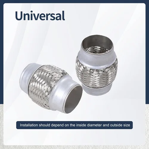 Vista 5 de 2PCS Tubo Flexible de Escape de Acero Inoxidable Doble Trenza Larga de Uso Pesado 2 x 4'' pulgadas con Extremos de 4'' pulgadas de Largo