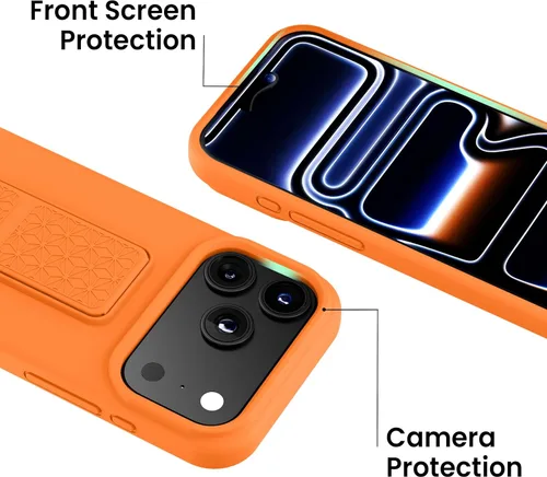 Vista 147 de Funda de silicona con soporte de LAUDTEC compatible con iPhone 7/8/SE, soporte de metal con soporte de pie vertical y horizontal, cubierta flexible