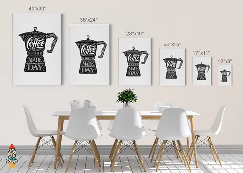Vista 5 de HB Art Design Coffee Made My Day Black and White Retro Coffee Pot Canvas Print Wall Art Coffee Bar Decor Coffee Signs Kitchen Wall Decor Dining Room