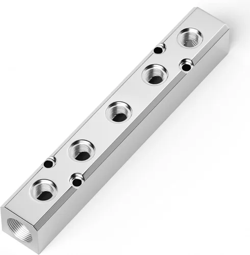 Vista 11 de TAILONZ PNEUMATIC Bloque de aluminio de derivación de 2 vías plateado, distribuidor de aire de distribución de aire de conducto neumático