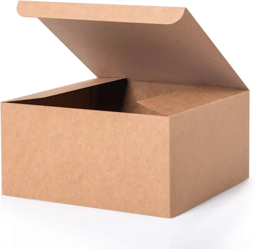 GEFTOL Caja de regalo, paquete de 20 cajas plegables de 8 x 8 x 4 pulgadas, caja de regalo de papel para damas de honor, para novia, fiesta de Marrón