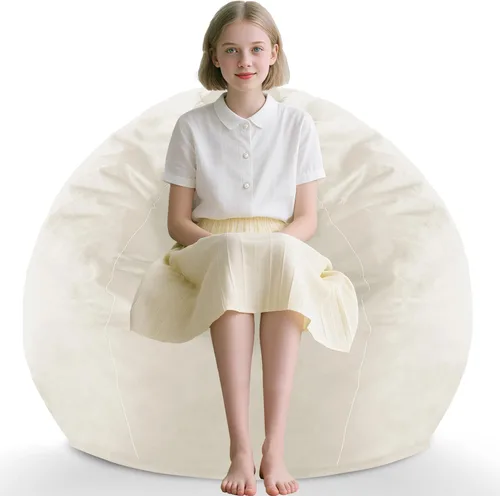 Vista 66 de Puf de 5 pies, puf grande con relleno de espuma viscoelástica, sofá puff esponjoso con funda de terciopelo holandés, puf redondo para sala de estar