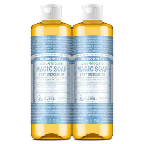Vista 11 de Dr. Bronner's Pure-Castile Magic - Jabón líquido (bebé sin perfume, 8 onzas), fabricado con aceites orgánicos regenerativos certificados, para cara