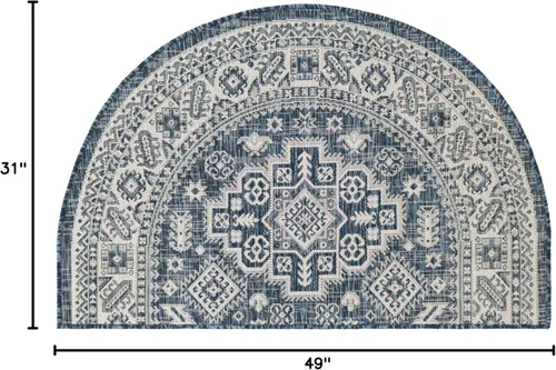 Vista 310 de Unique Loom Outdoor Aztec Collection Alfombra de área, Chalca (7 pies 10 pulgadas, cuadrada, azul/marfil)