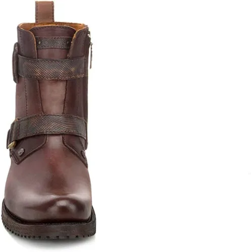 Vista 3 de Bota Hombre Cuadra en Piel Genuina con Cremallera Marrón