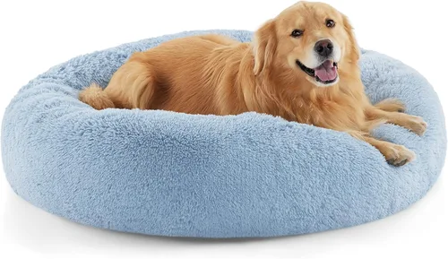 Vista 57 de Bedsure - Cama calmante para perros pequeños y medianos, lavable, con forma de dona, antideslizante, afelpada, esponjosa, pelo sintético, cama