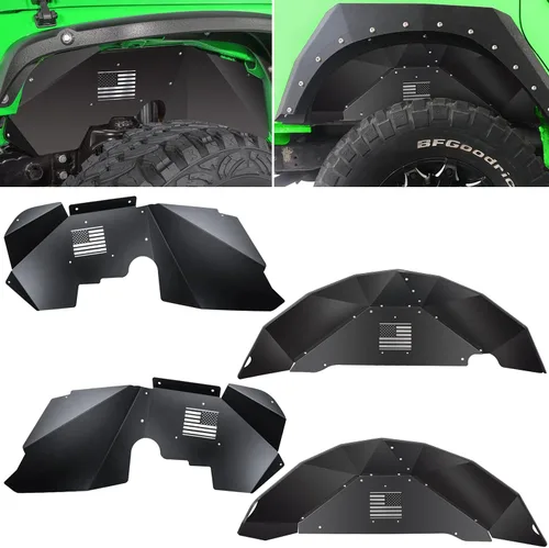 Forros interiores delanteros y traseros para Jeep Wrangler JK JKU 2007-2018 4WD, logotipo de la bandera de Estados Unidos, aluminio resistente a la