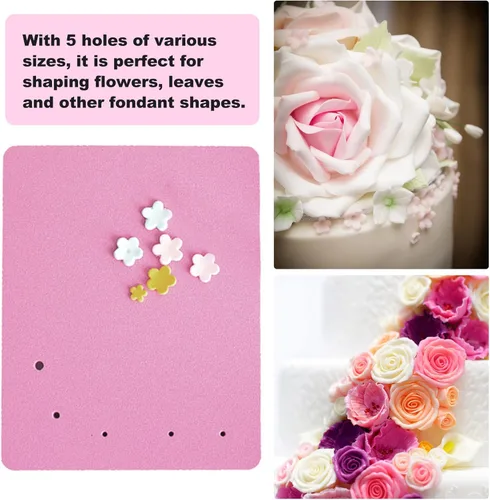 Vista 2 de Almohadilla de espuma de fondant, alfombrilla rectangular de esponja de fondant con 5 agujeros para decoración de tartas, hecha personalmente