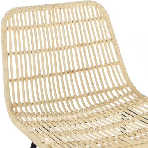 Vista 3 de Voohek Juego de 2 taburetes de bar de ratán natural, taburete de bar para interiores con patas de acero acabado para cocina, comedor, color natural