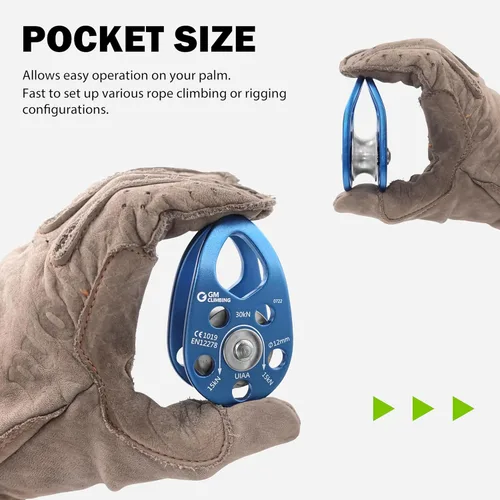 Vista 3 de GM CLIMBING Polea micro 30kN CE UIAA de la mejilla del oscilación certificada