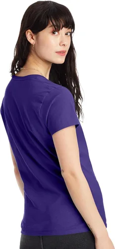 Vista 2 de Hanes Perfect-t Camiseta con cuello en V, camiseta de manga corta de algodón hilado en anillo para mujer