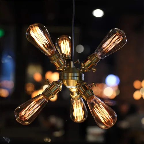 Vista 5 de LUXON Edison Bombillas incandescentes de estilo vintage antiguo, regulables ámbar cálido, base E26 de 60 W para aplique de pared, paquete de 2