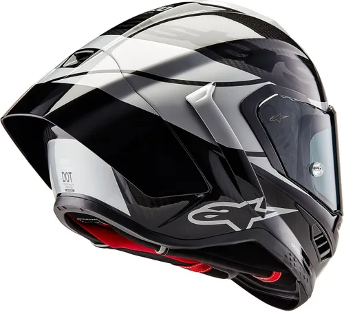 Vista 3 de Alpinestars Casco Supertech R10 Element, de fibra de carbono, diseño aerodinámico de cara completa, ventilación y seguridad, certificado DOT y ECE