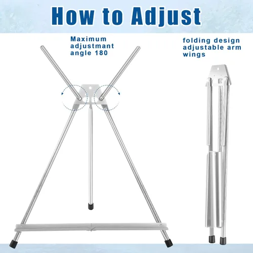 Vista 4 de Xinnun 12 piezas de caballete de mesa de aluminio de 15 a 21 pulgadas de alto, trípode portátil ajustable con alas de brazo de extensión y pies
