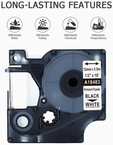 Vista 5 de 18483 Repuesto para rotuladora Dymo 4200 5200 de 1/2 pulgada compatible con impresoras DYMO Rhino 4200 5200 1000 3000 5000 Rhino Pro cinta